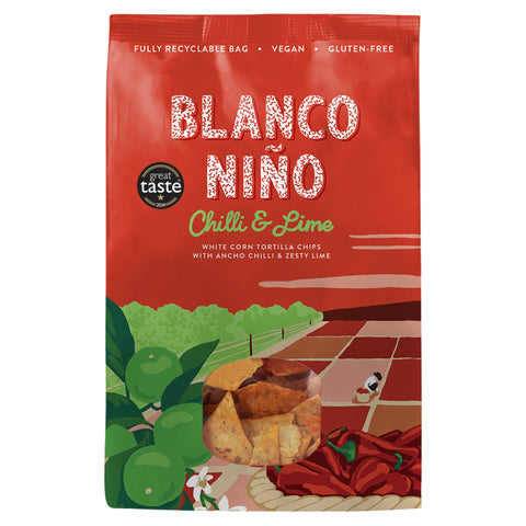 Blanco Nino White Corn Tortilla Chips with Ancho Chilli & Zesty Lime