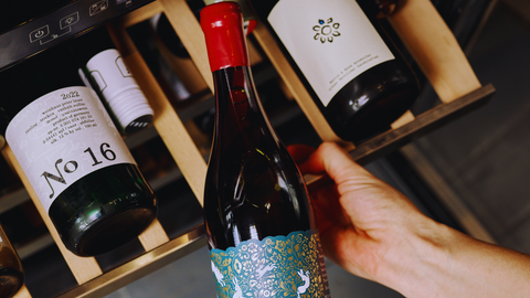 chilled red wine coming from the fridge