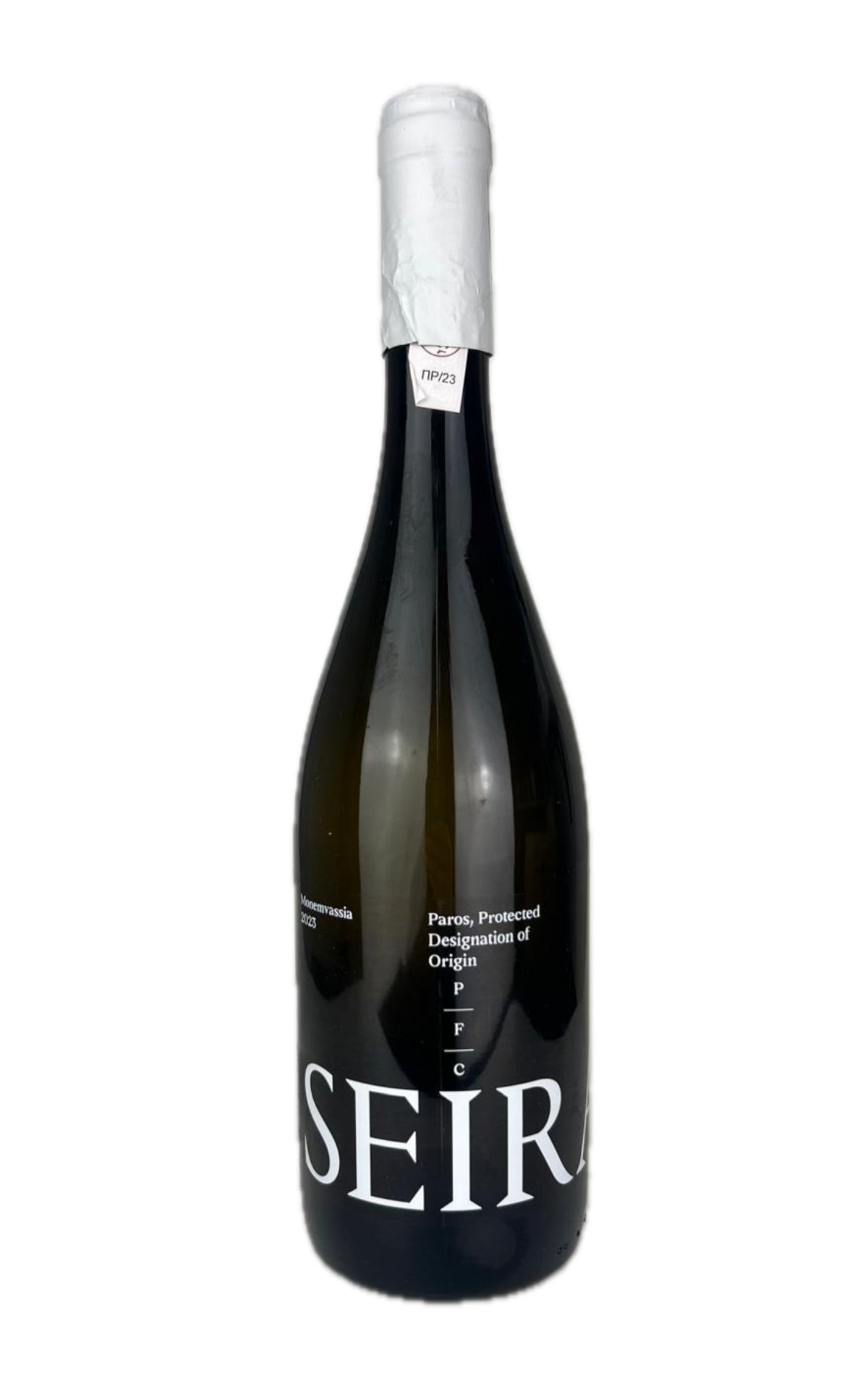 Seiradi White Monemvassia bottle by Paros Farming Community, retailer photograph